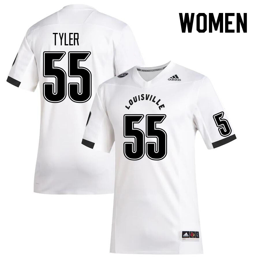 Women #55 Willie Tyler Louisville Cardinals College Football Jerseys Stitched Sale-White